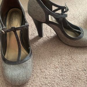 Brown strapped heels